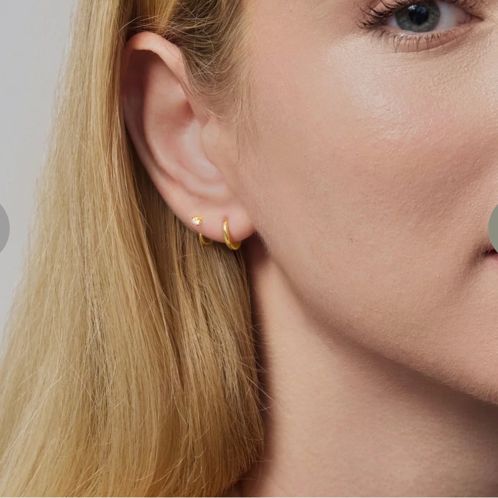 New Ardant Cloud Comfort Duo Earrings Hoops 18K Gold Vermeil - Picture 3 of 8